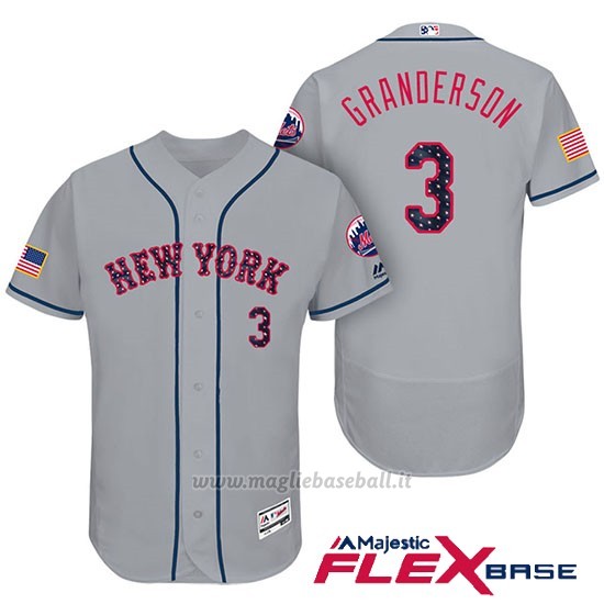 Maglia Baseball Uomo New York Mets 2017 Estrellas y Rayas Curtis Granderson Grigio Flex Base